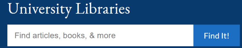 screenshot of the search bar on the University Libraries website